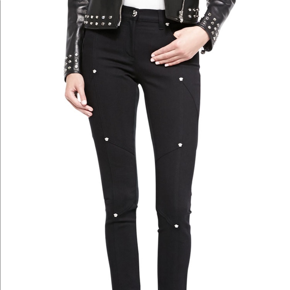 VERSACE Black Medusa Stud Jeans